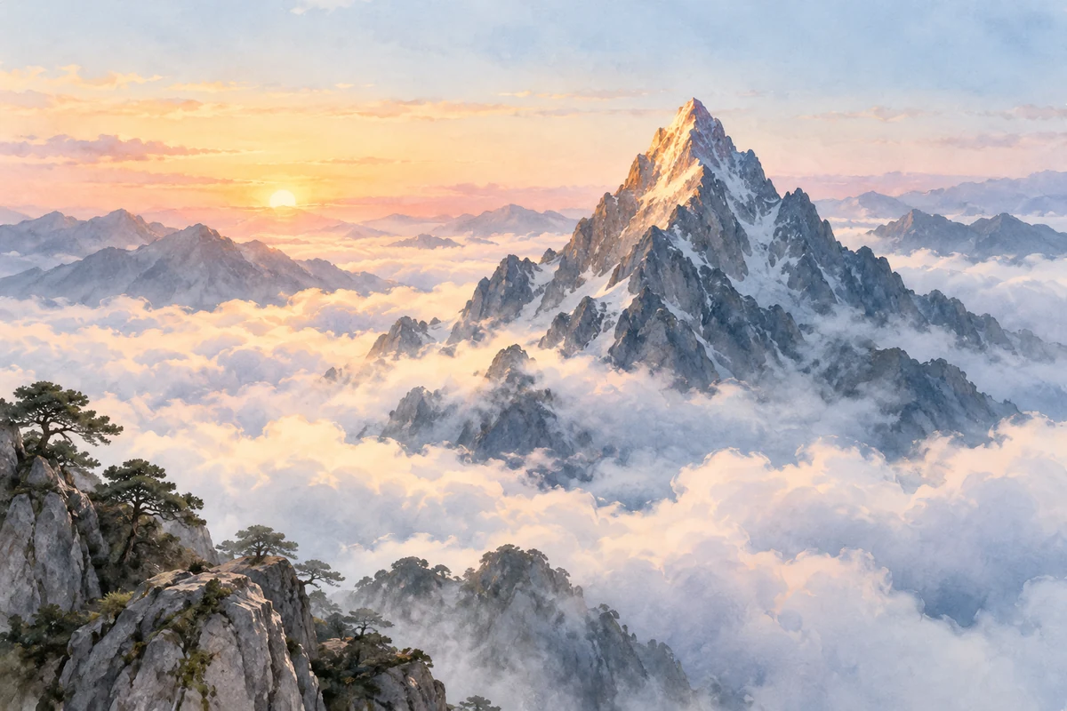 云层上方的山峰