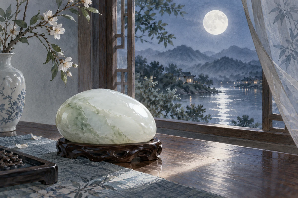月光照着浅色玉石