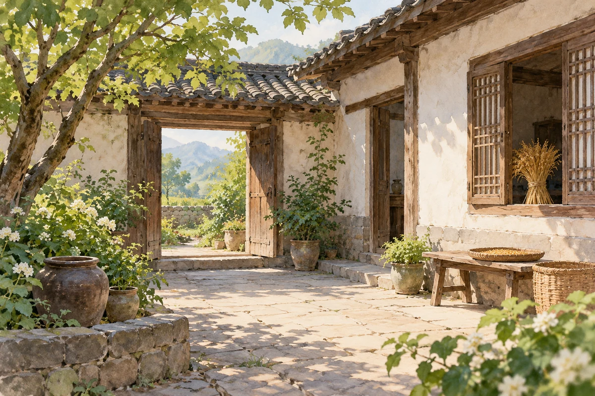 院落窗边的一束禾穗