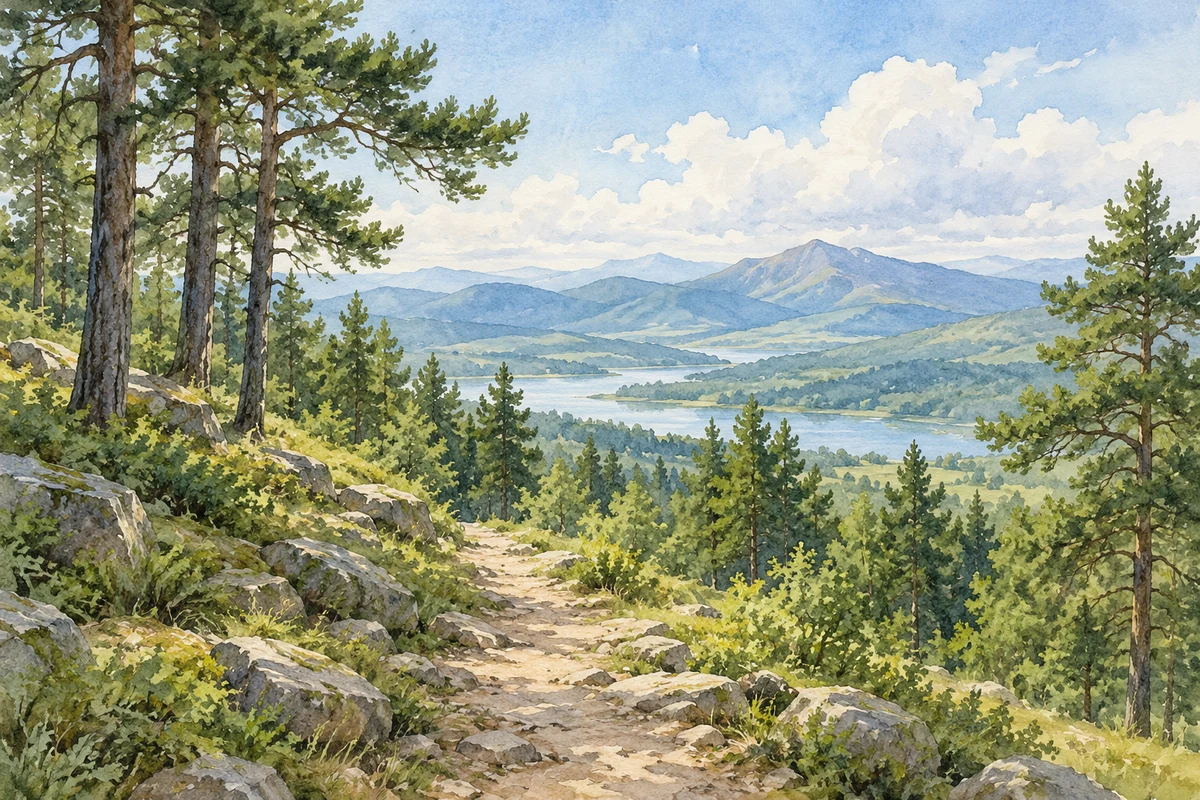 松林间通向远山的小路