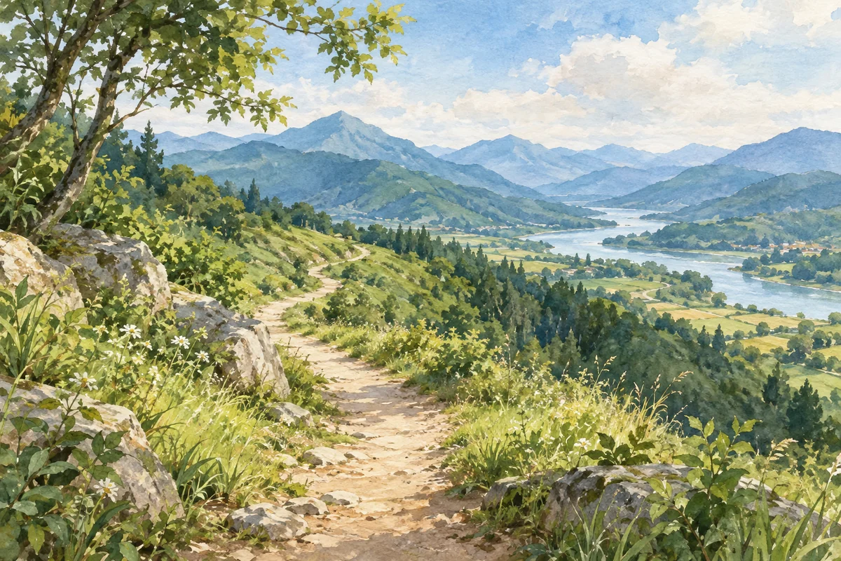 向远处山丘延伸的小径