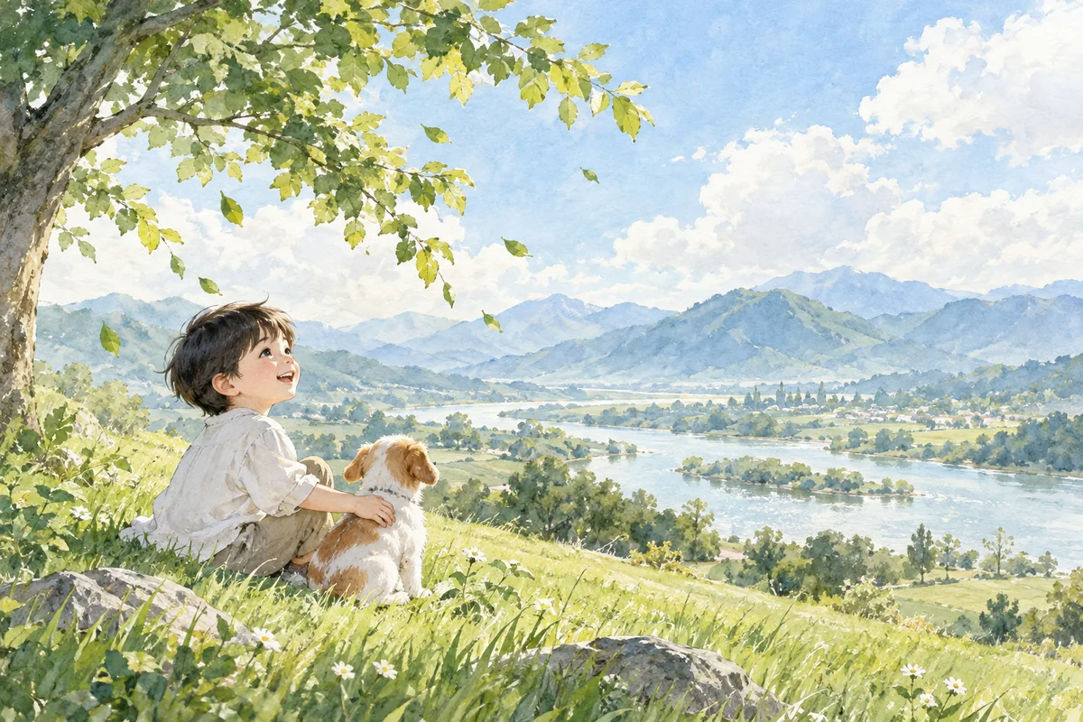 日光照亮草地与树叶